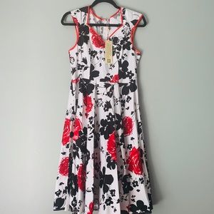 Retro black and red flower dress